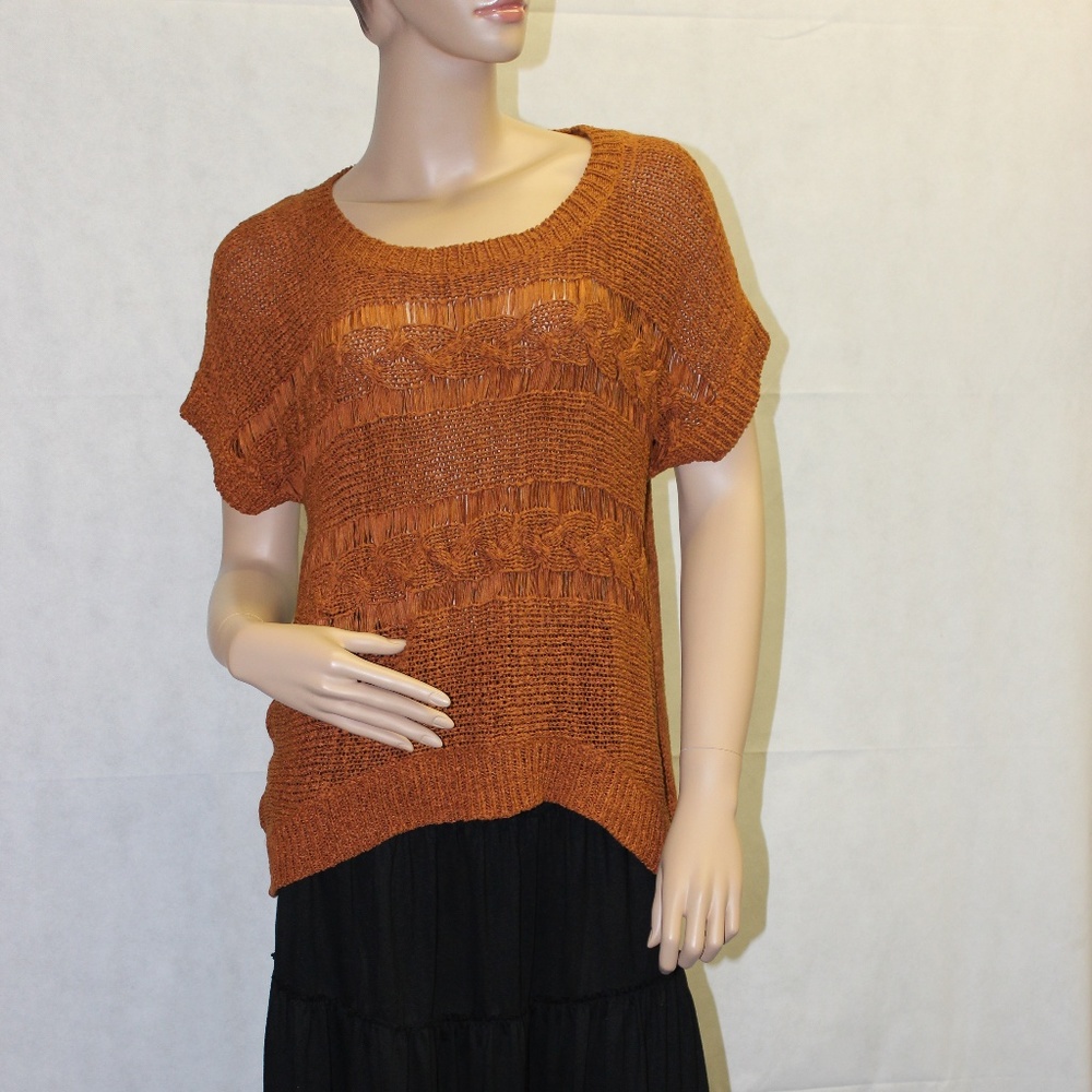 Forever 21 Burnt Orange Ribbon Knit Top